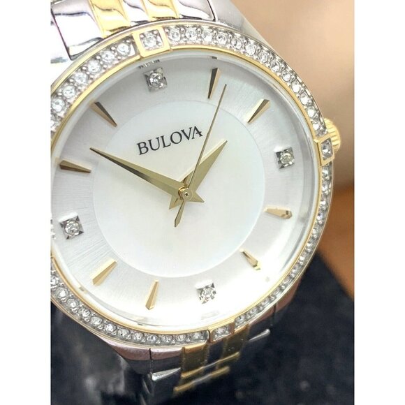 Bulova Women's Watch 98L273 Mother of Pearl Dial Crystal Accent Two Tone - Picture 12 of 13